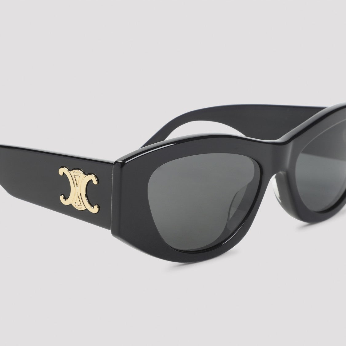 Celine Cat-Eye Black Acetate Sunglasses With Gold-Toned Logo