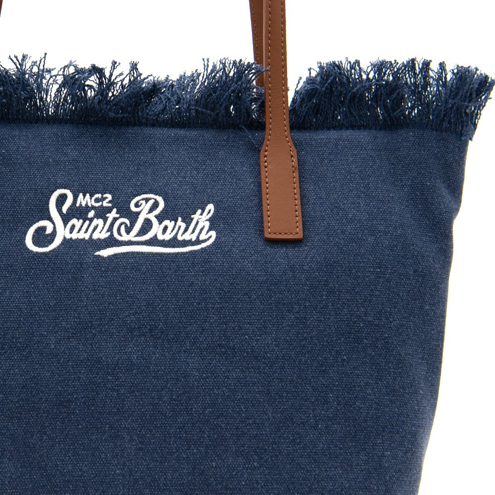 Mc2 Saint Barth Medium Tote Bag With Textured Deep Navy Fabric