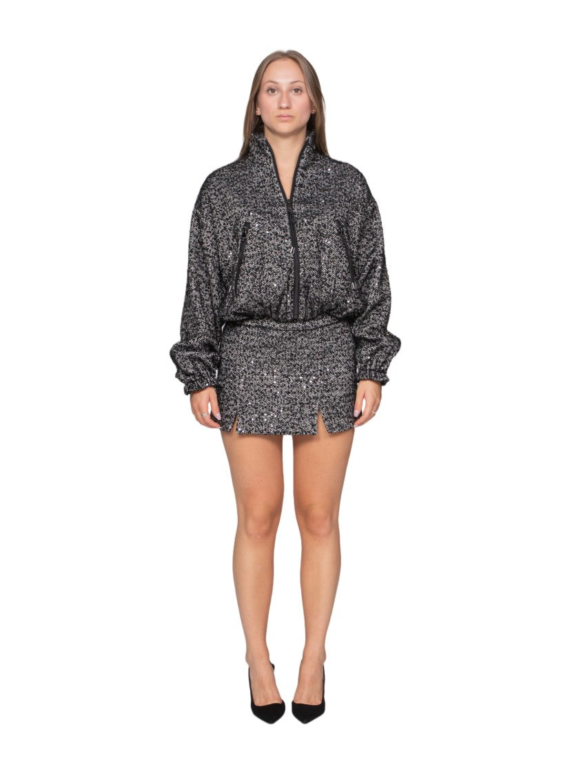 Ermanno Firenze Mini Skirt With Shimmering Sequin Fabric And High Waist