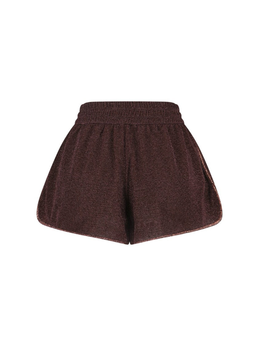 Oséree "Lumière" Oseree Shorts In Brown Metallic Semi-Sheer Fabric