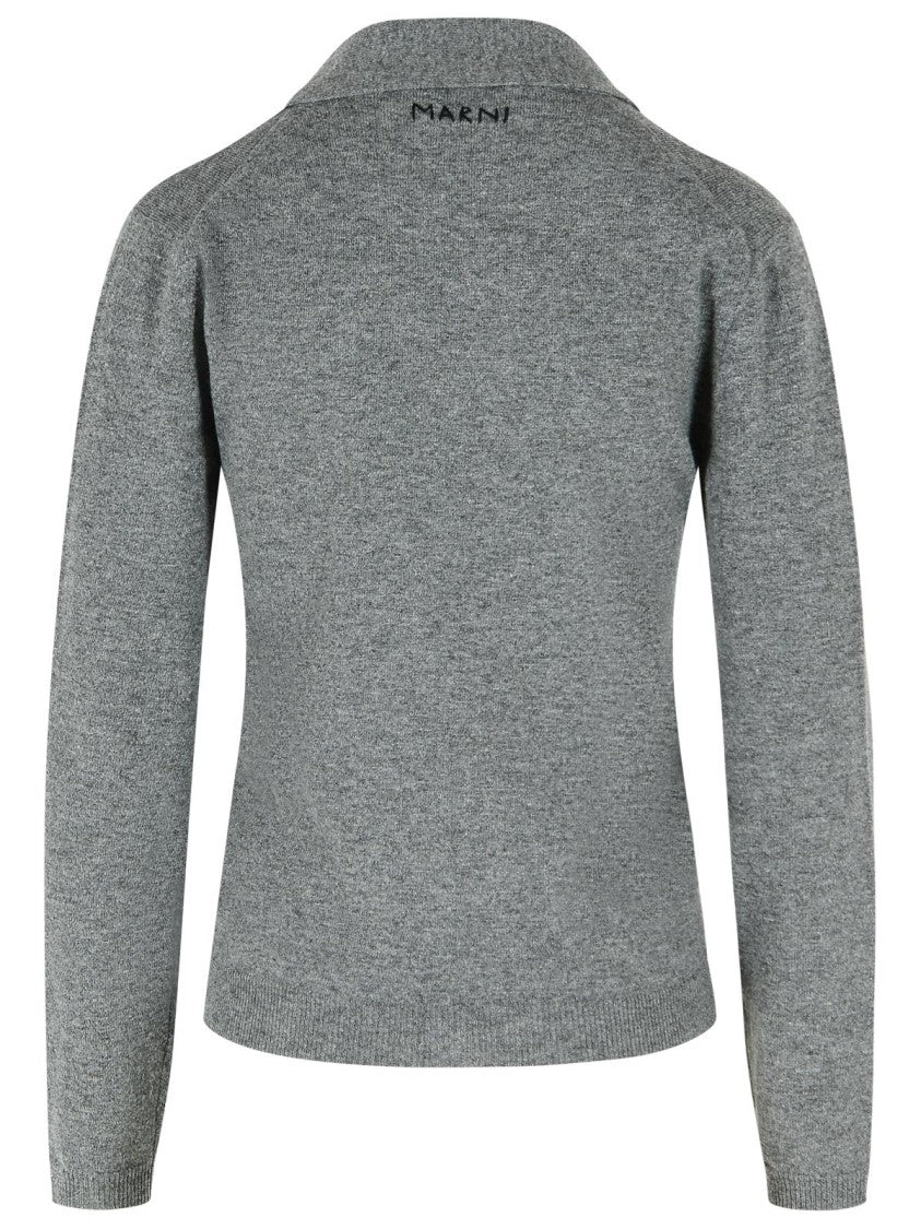 Marni Grey Virgin Wool Cardigan