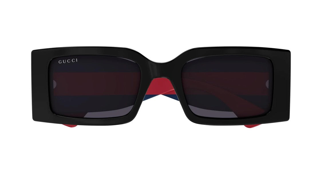 Gucci Black Bold Stripes Square Oversized Acetate Sunglasses