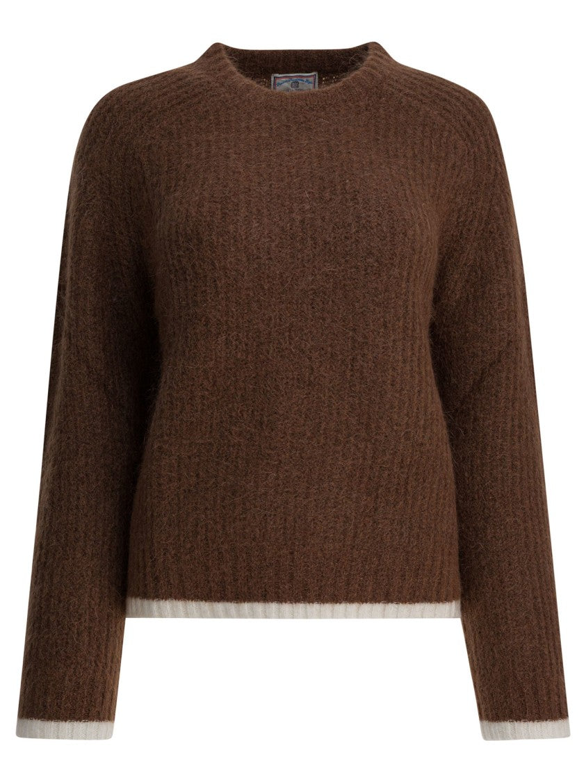 Ines De La Fressange Ribbed Mohair Sweater In Warm Brown