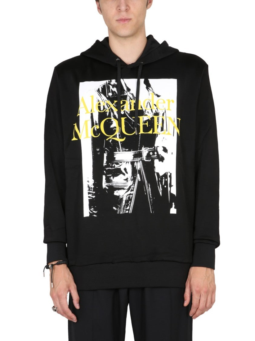 Alexander Mcqueen Atelier Print Sweatshirt With Drawstring Hood