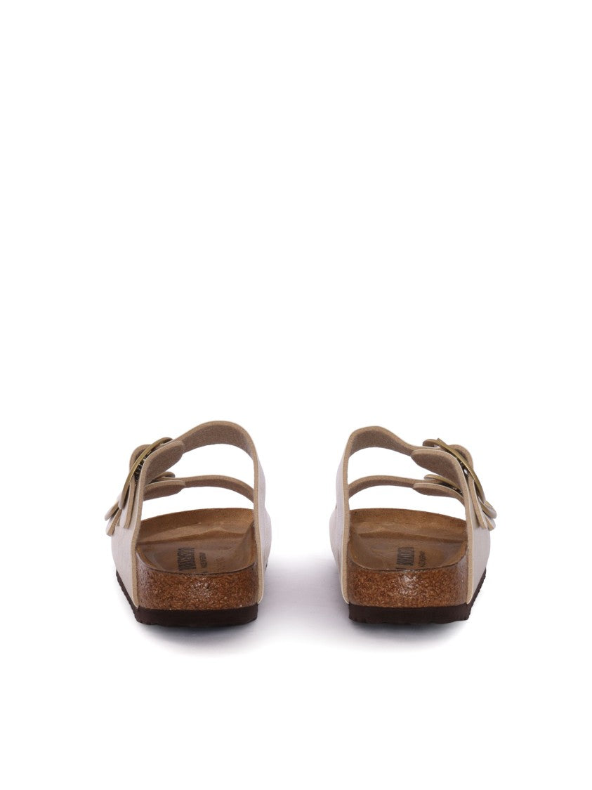 Birkenstock White Arizona Birko Flor Slide Sandal