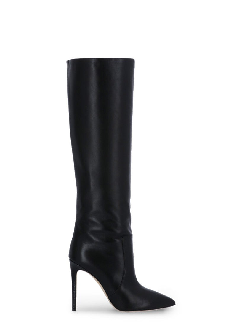 Paris Texas Arrow Toe Stiletto Boots In Black Leather