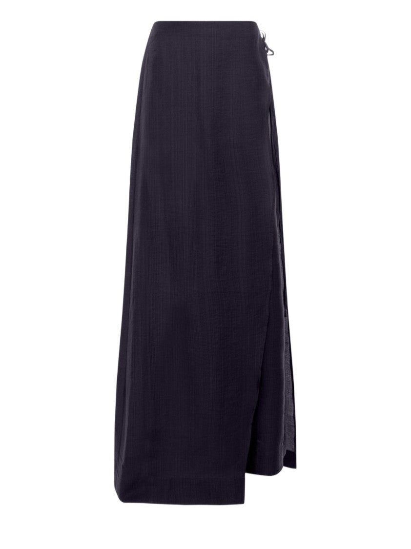 Blugirl Layered Blue Maxi Skirt-Pants Hybrid With Tied Side Panel
