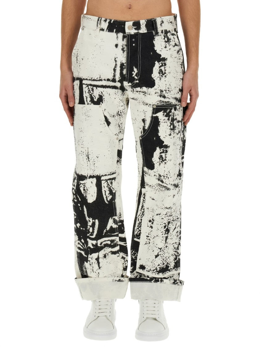 Alexander Mcqueen Workwear Jeans With Fold Print