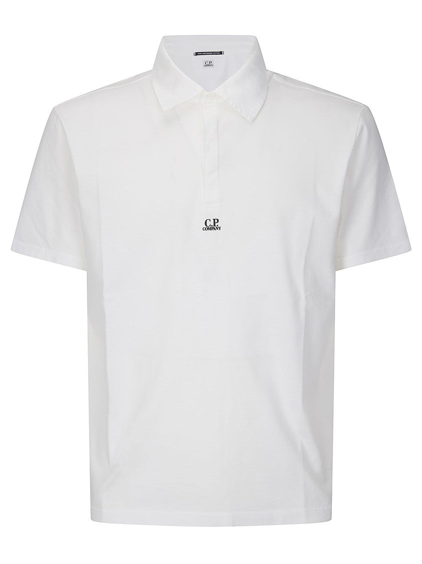 C.P. Company White Mercerized Jersey Gasato Short-Sleeve Polo