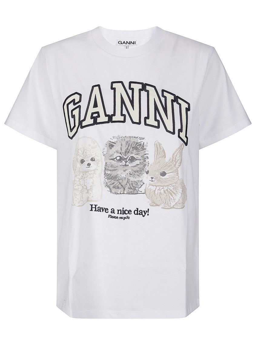 Ganni Relaxed-Fit Crew Neck T-Shirt