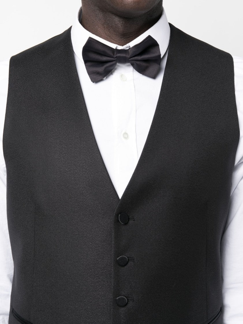 Tagliatore Single-Breasted Black Suit With Satin Shawl Lapel