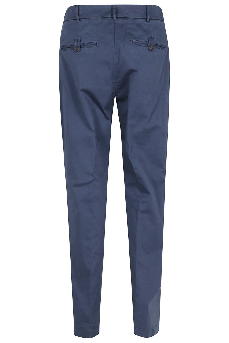 Eleventy Blue Chino Front-Pences Cotton Chino Pants