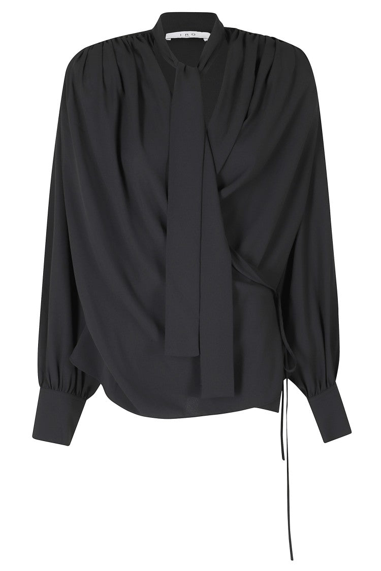 Iro Black Bliss Scarf Draped Polyester Shirt