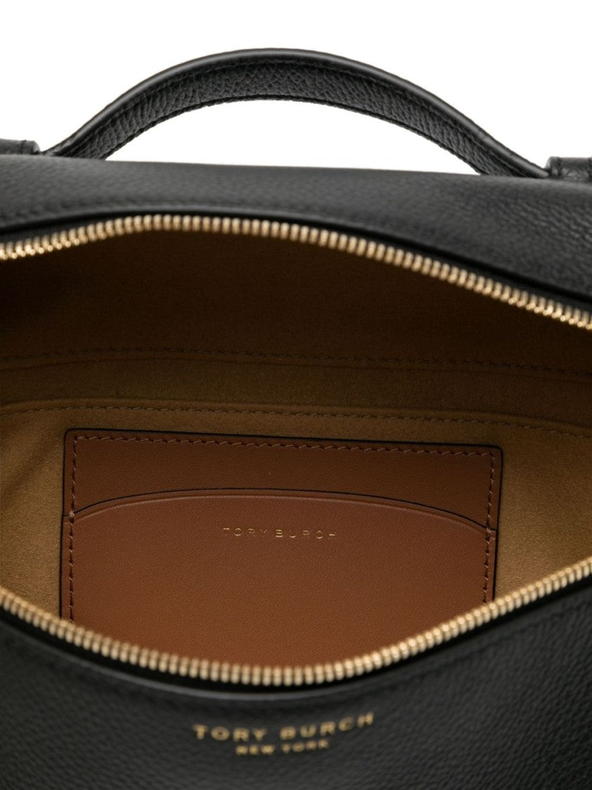 Tory Burch Textured Black Leather Shoulder Bag