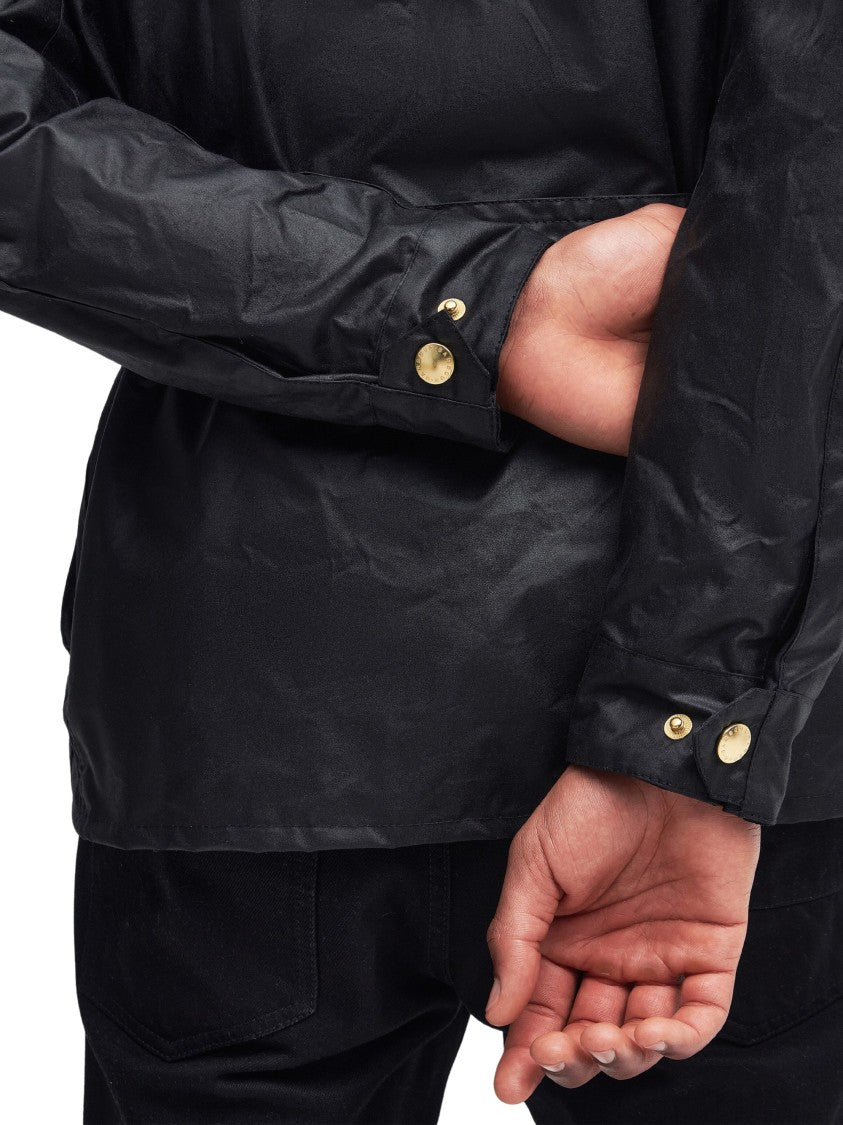 Barbour Union Jack Waxed Jacket With Belted Waist And Multi-Pocket Design