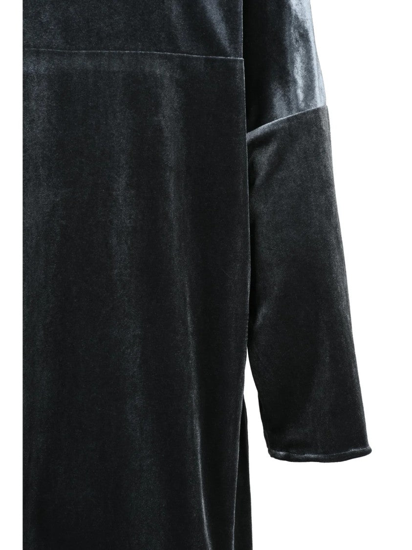 Black 961 Blue Velvet Stretch Polyamide Fluid Blouse