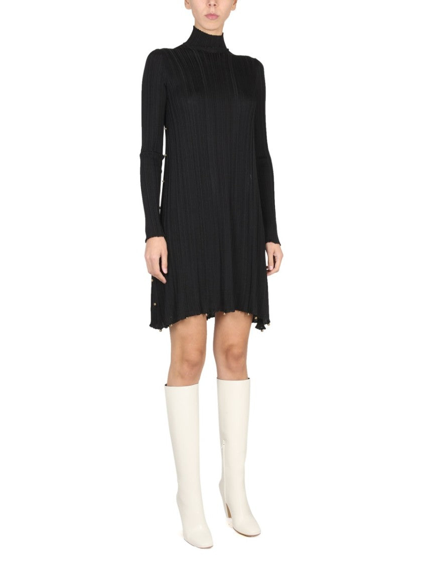 Bottega Veneta Hand-Embellished High Neck Plisse Dress