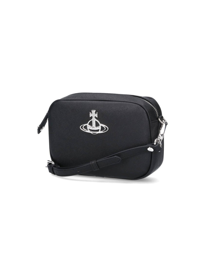 Vivienne Westwood "Anna" Shoulder Bag In Black Cotton Blend