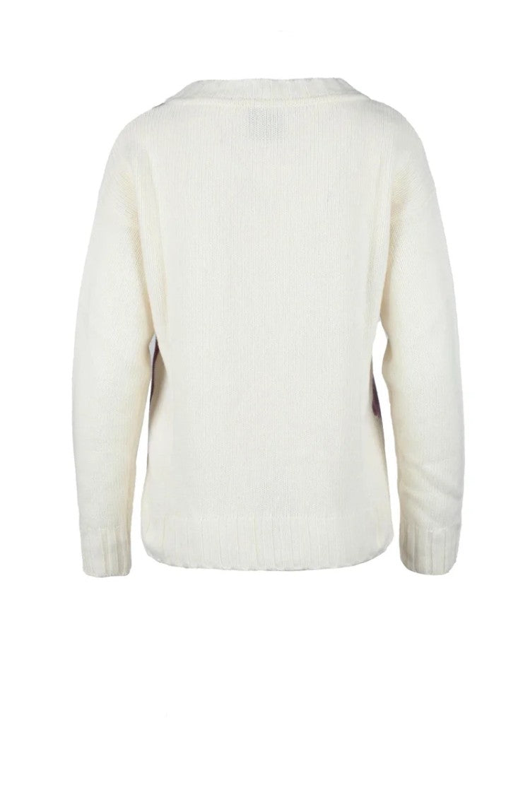 N.O.W. Andrea Rosati Cashmere Blend Sweater - White/Purple