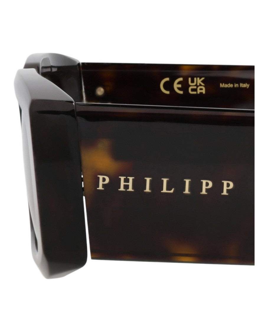 Philipp Plein Square-Frame Tortoiseshell Acetate Sunglasses With Saddle Nose Bridge
