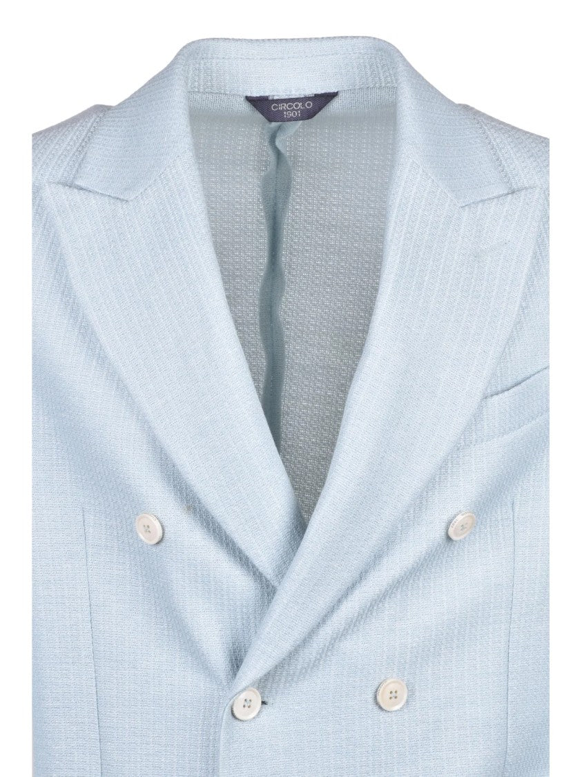 Circolo 1901 Light Blue Cotton Linen Double-Breasted Jacket