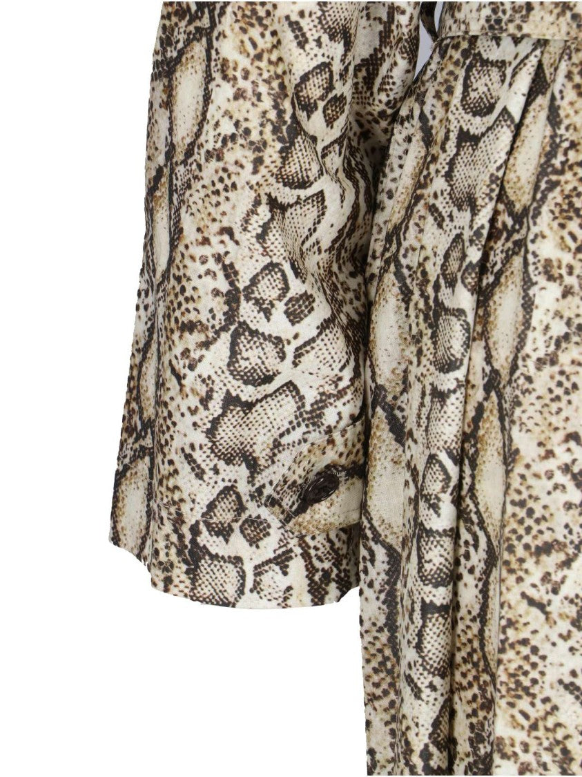 Isabel Marant "Freanne" Python Print Trench Coat – Beige