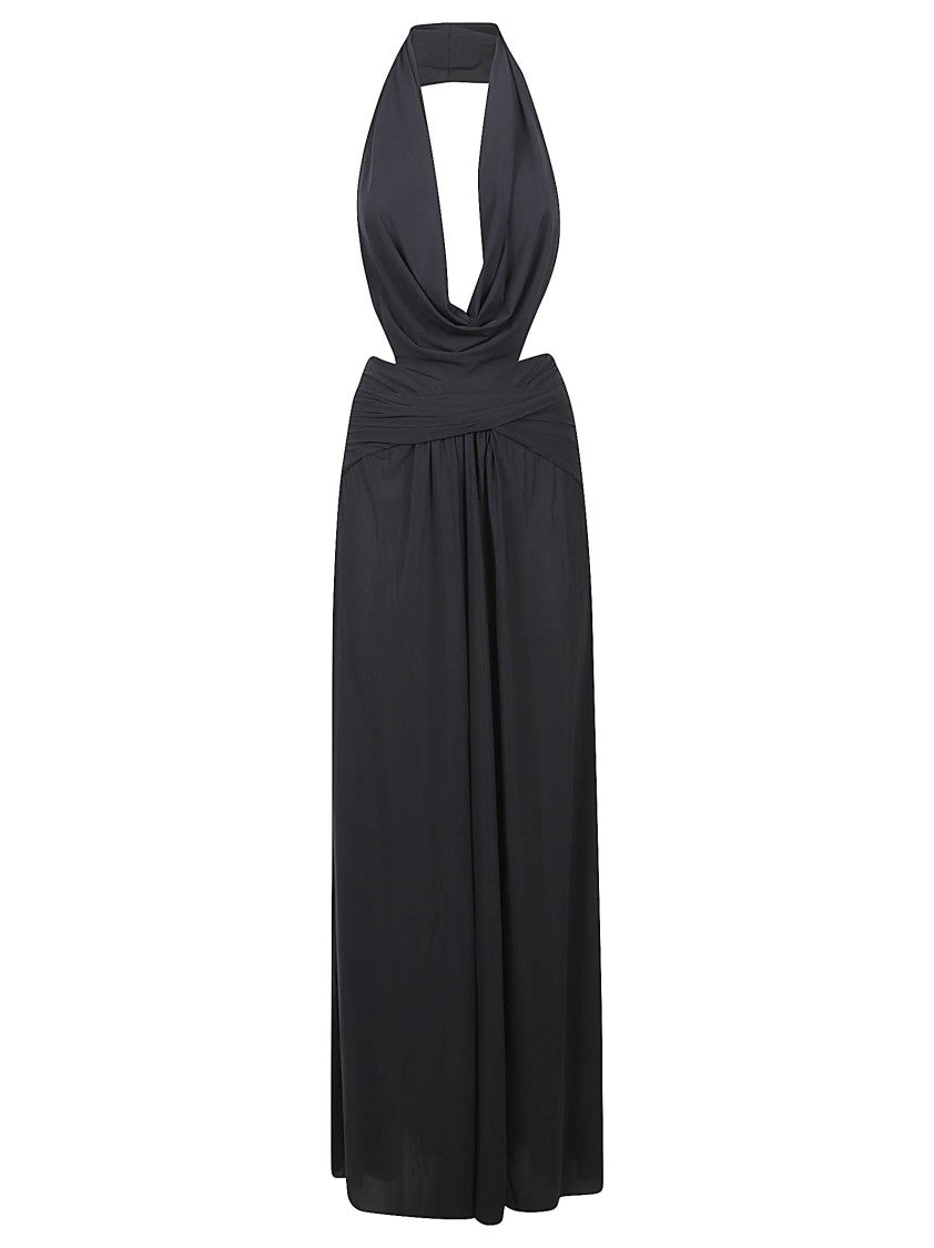 Amazuin Halter-Neck Jumpsuit With Draped Neckline