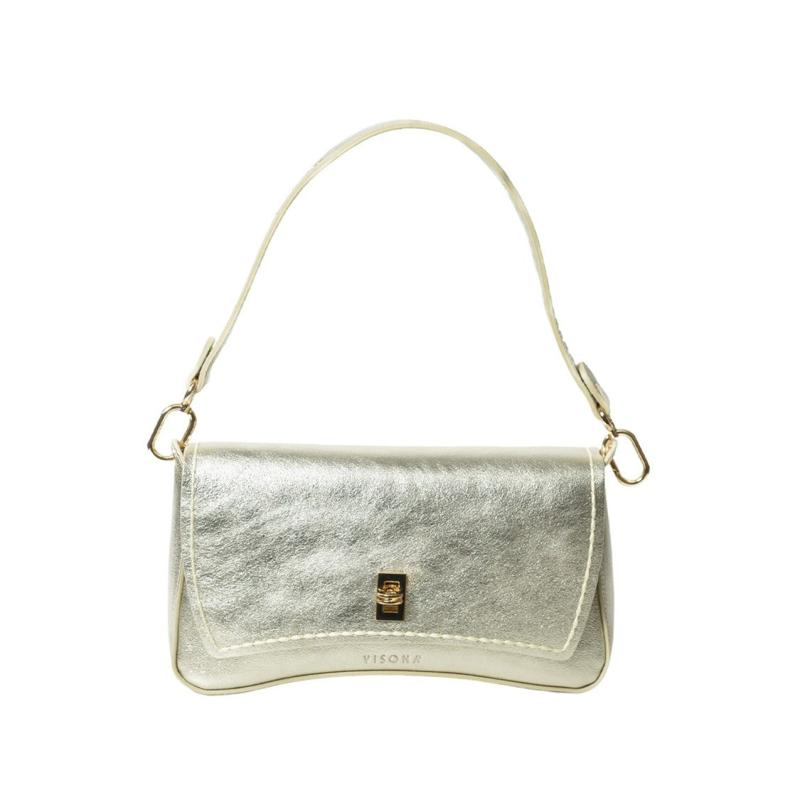 Plinio Visona' Platinum Leather Shoulder Bag