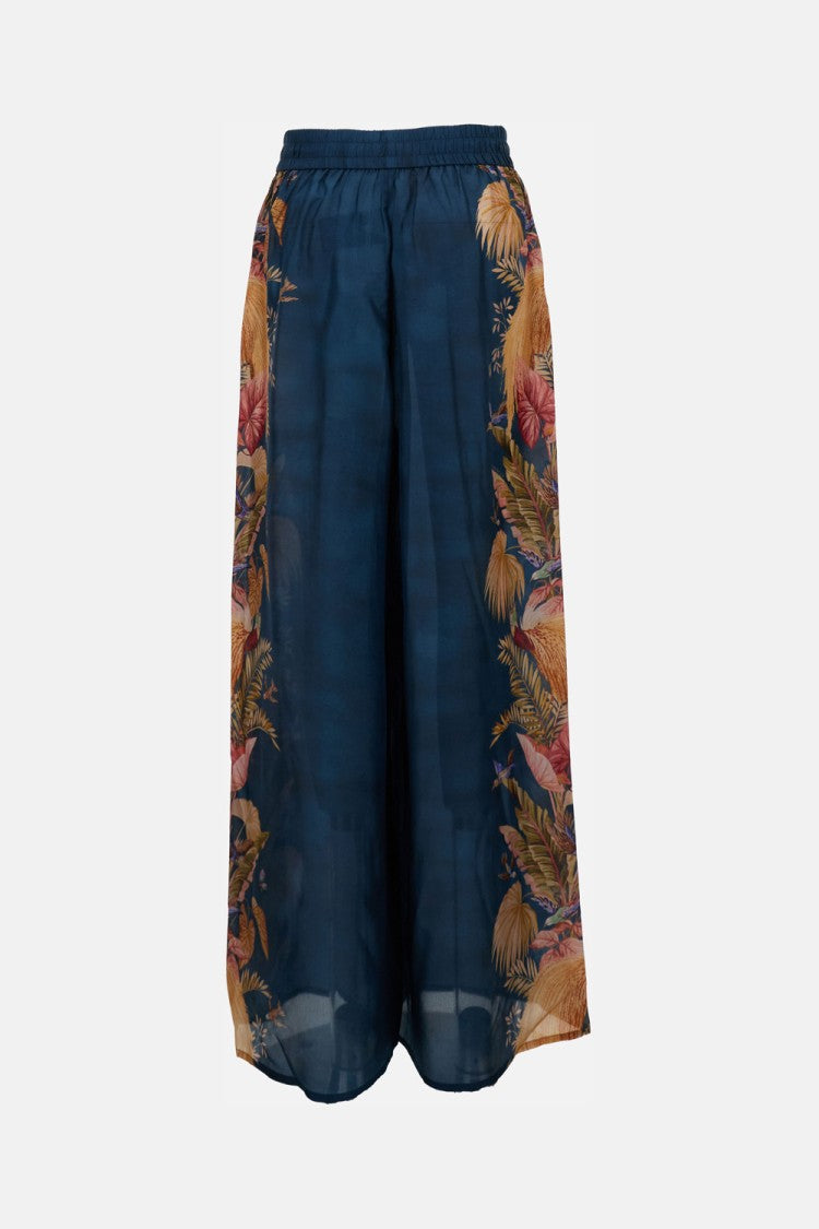 Zimmermann Flowing Floral Print Wide Trousers With Elasticated Waist