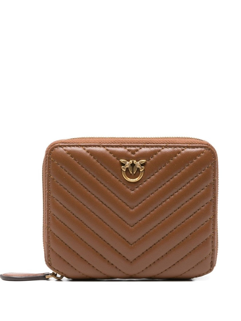 Pinko Chevron Quilted Calf Leather Wallet