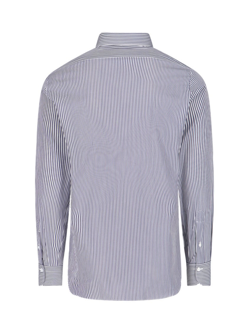 Finamore Vertical Striped Finamore 1925 Cotton Shirt