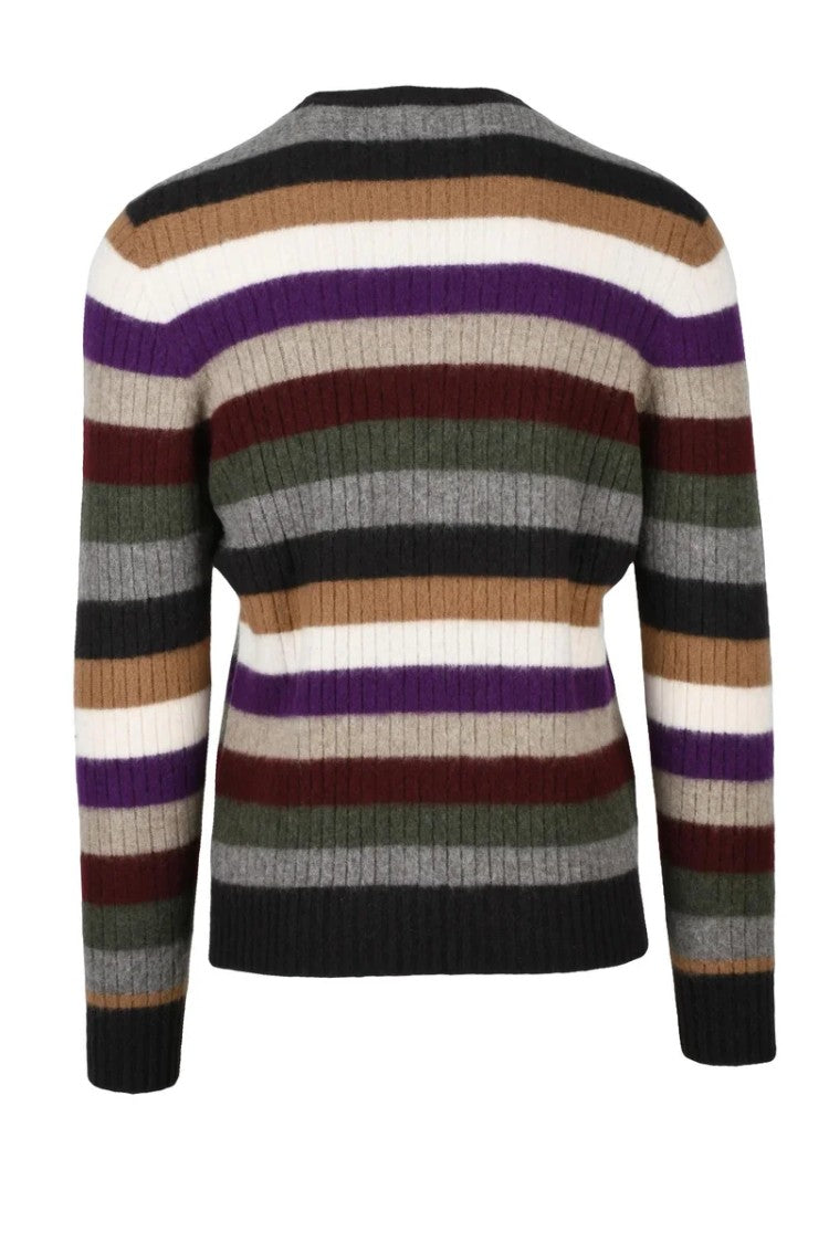 Drumohr Lambskin Crew Neck Pullover - Brown/Bordeaux