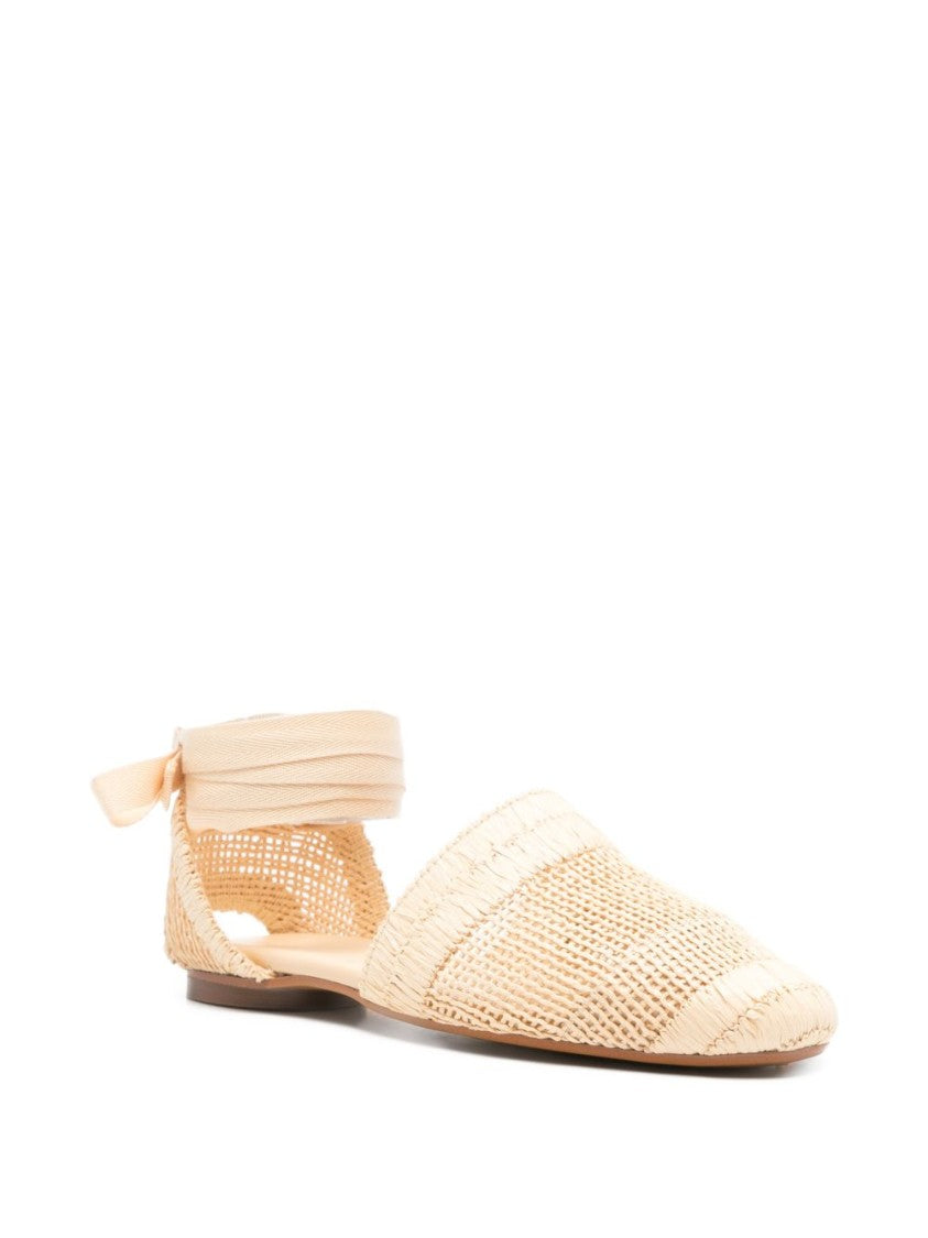 Castaner Woven Textured Ankle-Tie Sandals With Pointed Toe