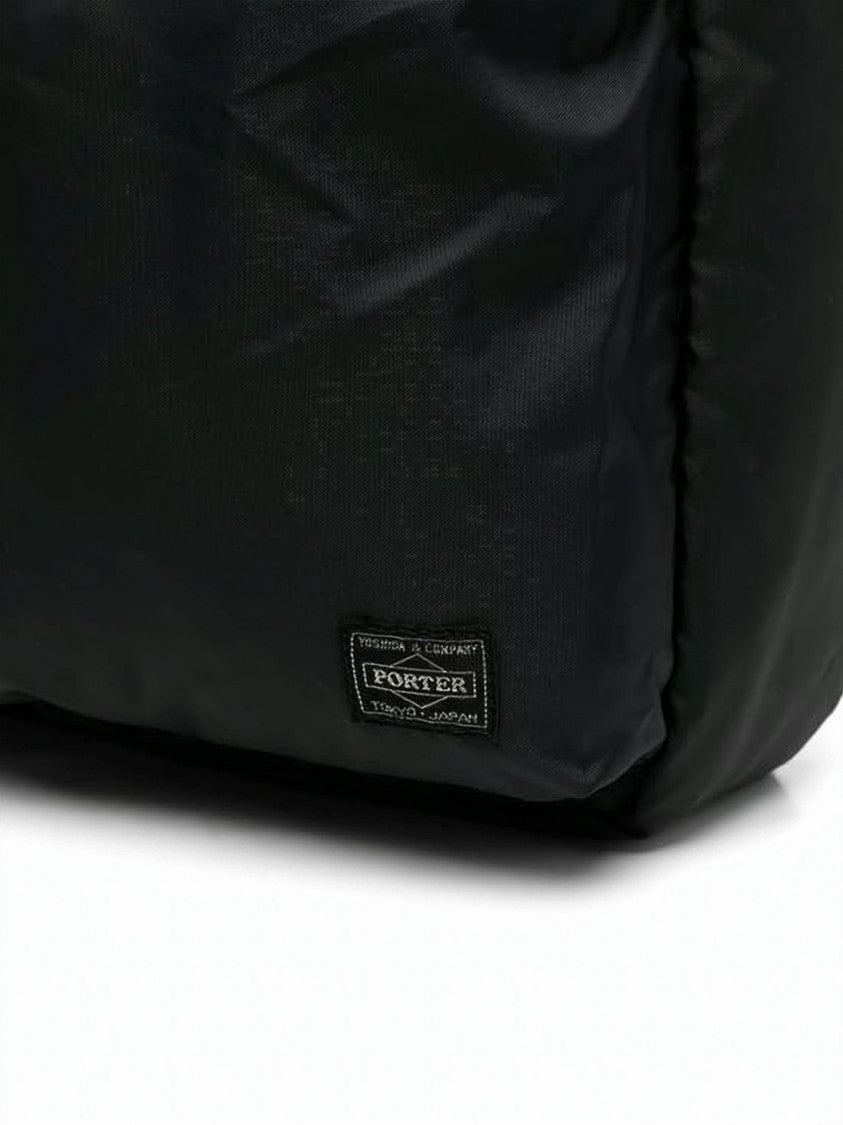 Porter Rectangular Black Nylon Backpack With Quilted Interior