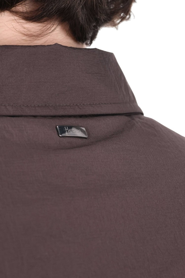 Herno Brown Embossed Nylon Overshirt Jacket