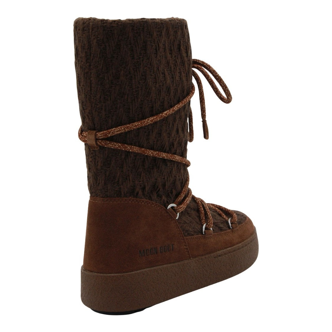 Moon Boot Mid-Calf Textured Knit Boots With Suede Accents