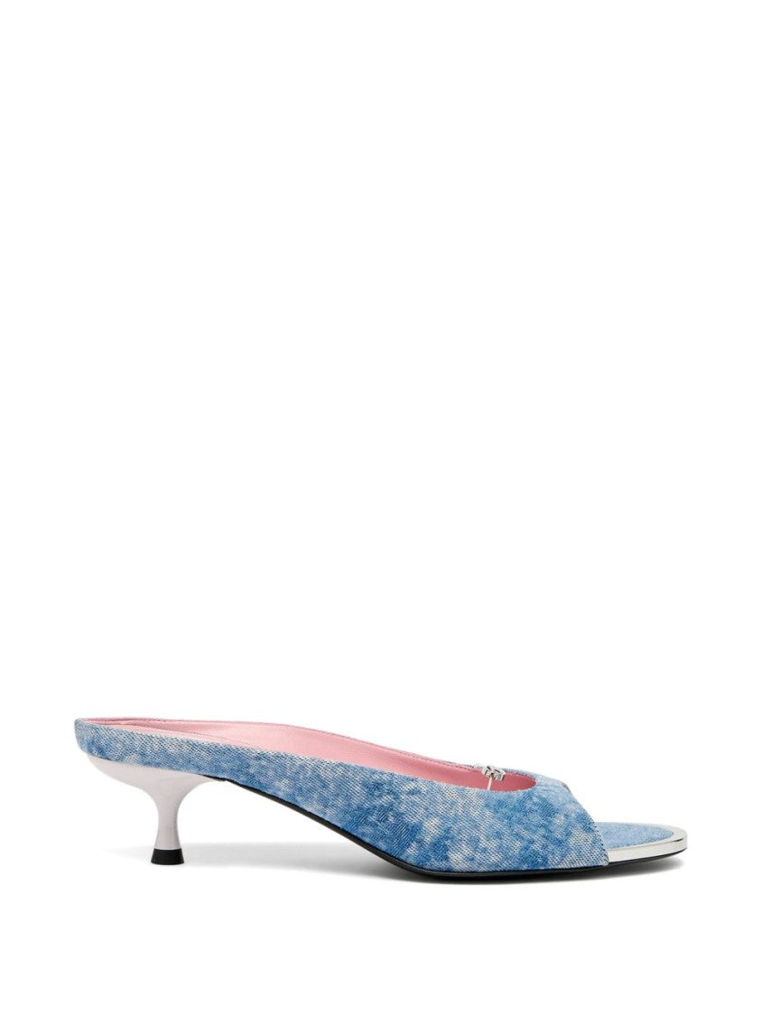 Diesel Denim Blue Silk And Nylon Sandals