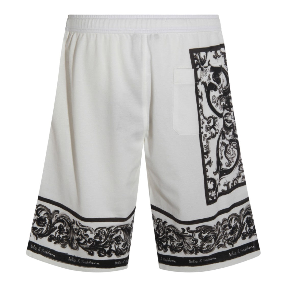 Dolce & Gabbana White Shorts With Baroque Patterns