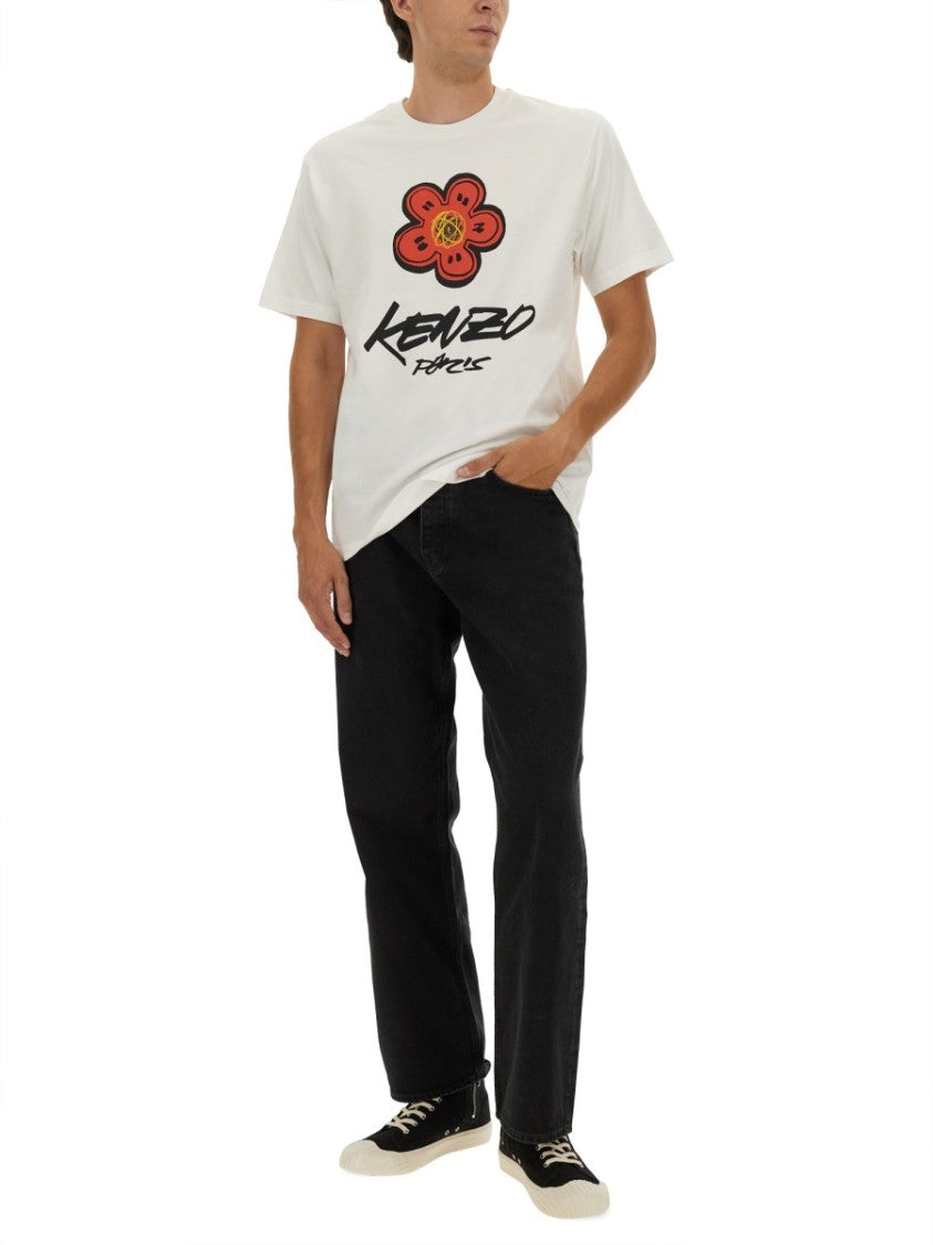 Kenzo Graphic Print Cotton T-Shirt With Artistic Accents