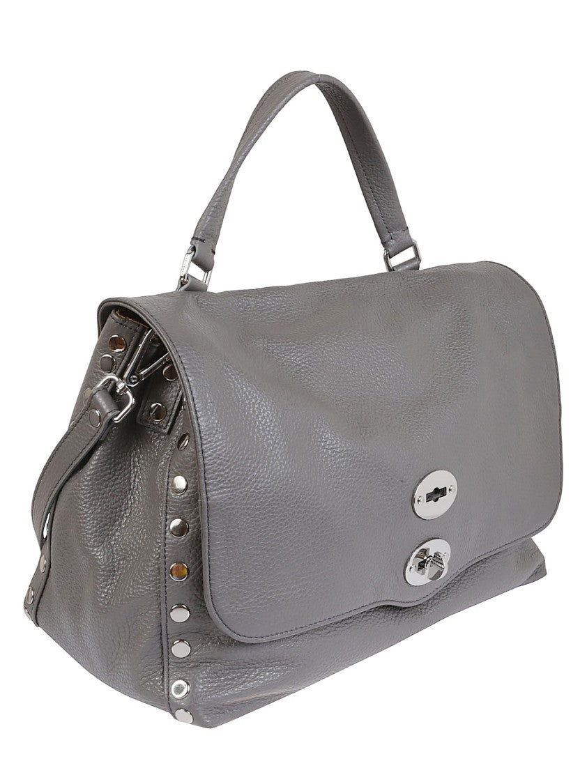 Zanellato Calfskin Shoulder Bag With Twist Lock Closure And Silver-Tone Hardware
