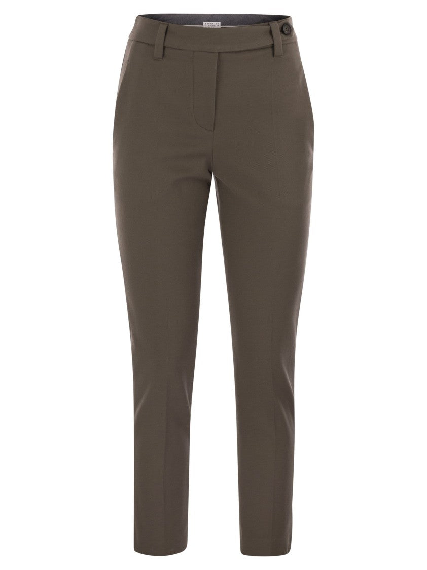 Brunello Cucinelli Cigarette Trousers In Stretch Cotton