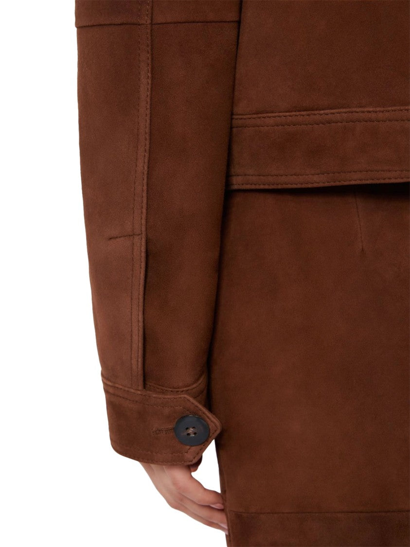 Max Mara Cropped Lamb Leather Jacket With Suede Finish