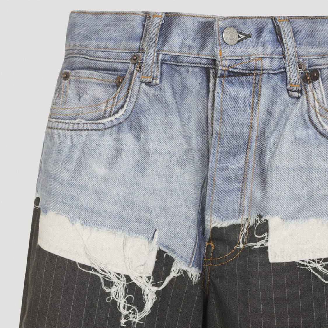 Acne Studios Two-Tone Distressed High-Waisted Jeans