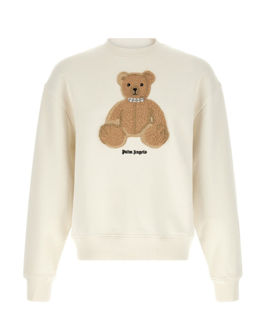 Palm Angels Textured Bear Graphic Sweatshirt With Ribbed Finish