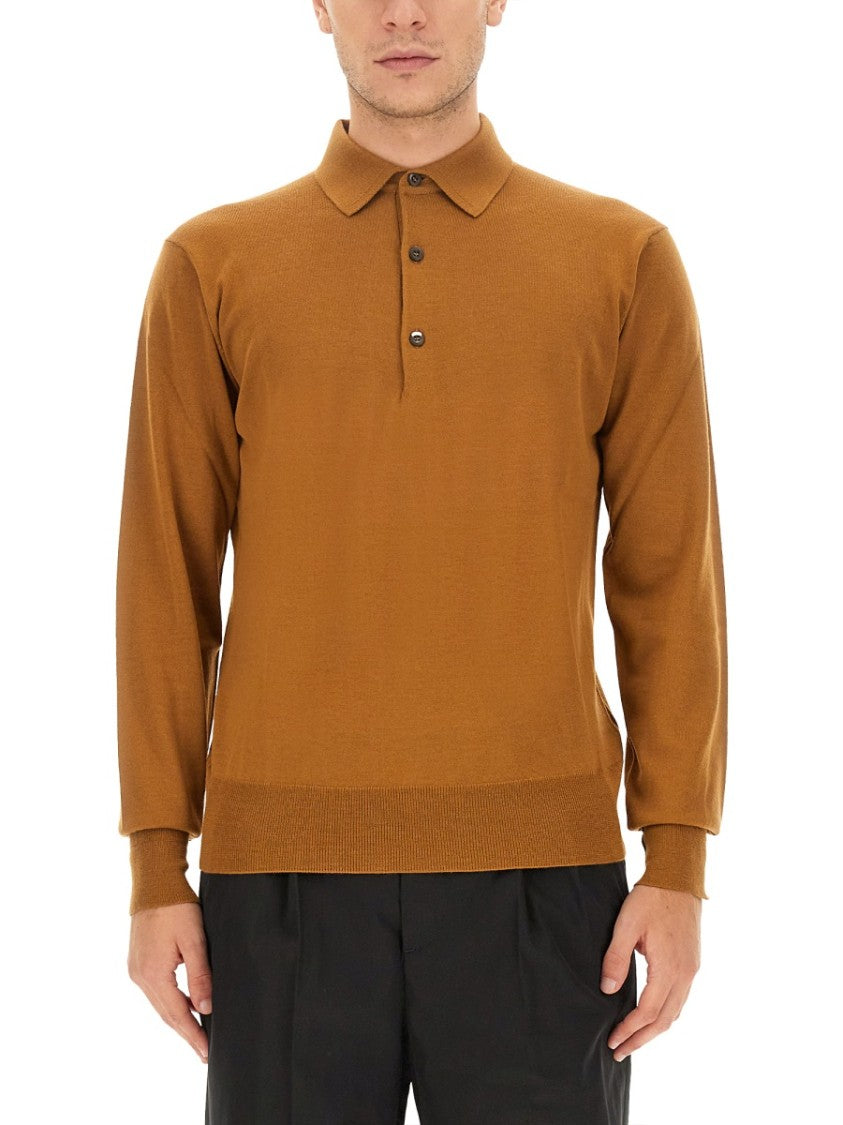 Pt Torino Brown Virgin Wool Polo