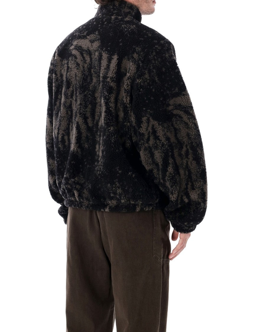 Roa Ewe Digital Print Faux Fur High Collar Fleece Jacket