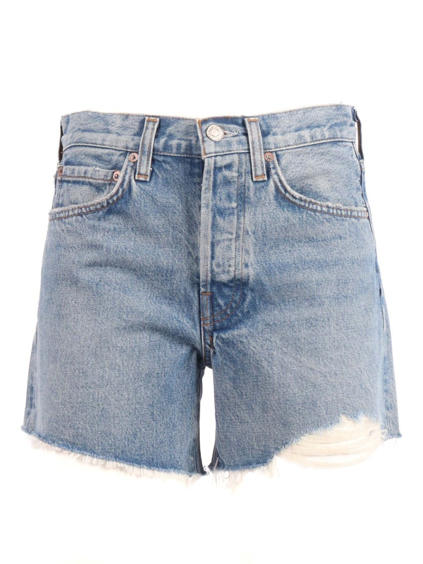 Agolde Parker Frayed Loose Denim Shorts
