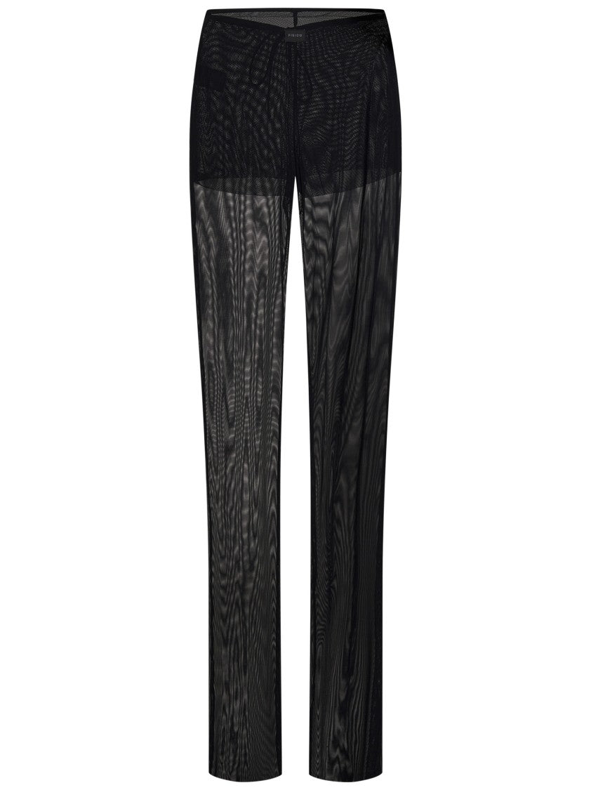 Fisico Transparent Tulle Black Trousers With Drawstring Waist
