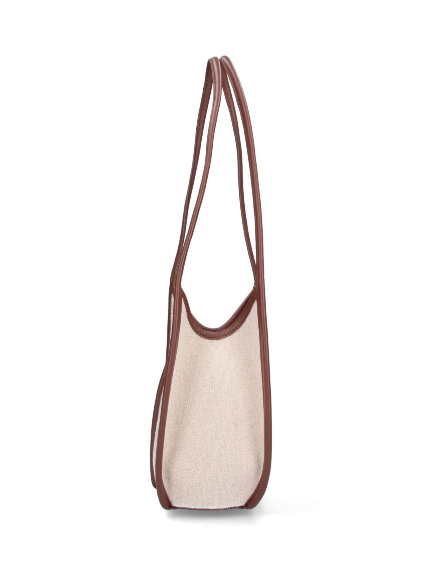 Hereu Off-White Structured Fabric Leather Trim Bag