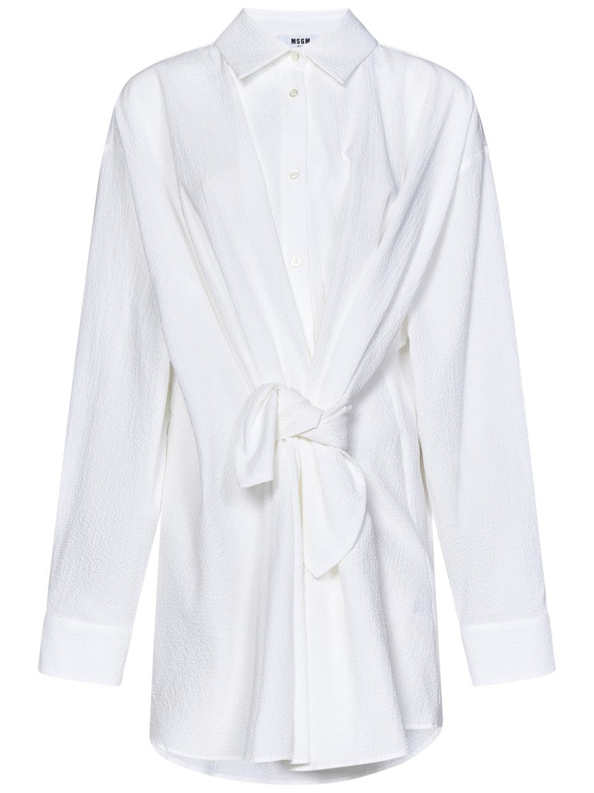 Msgm Short White Chemisier Dress